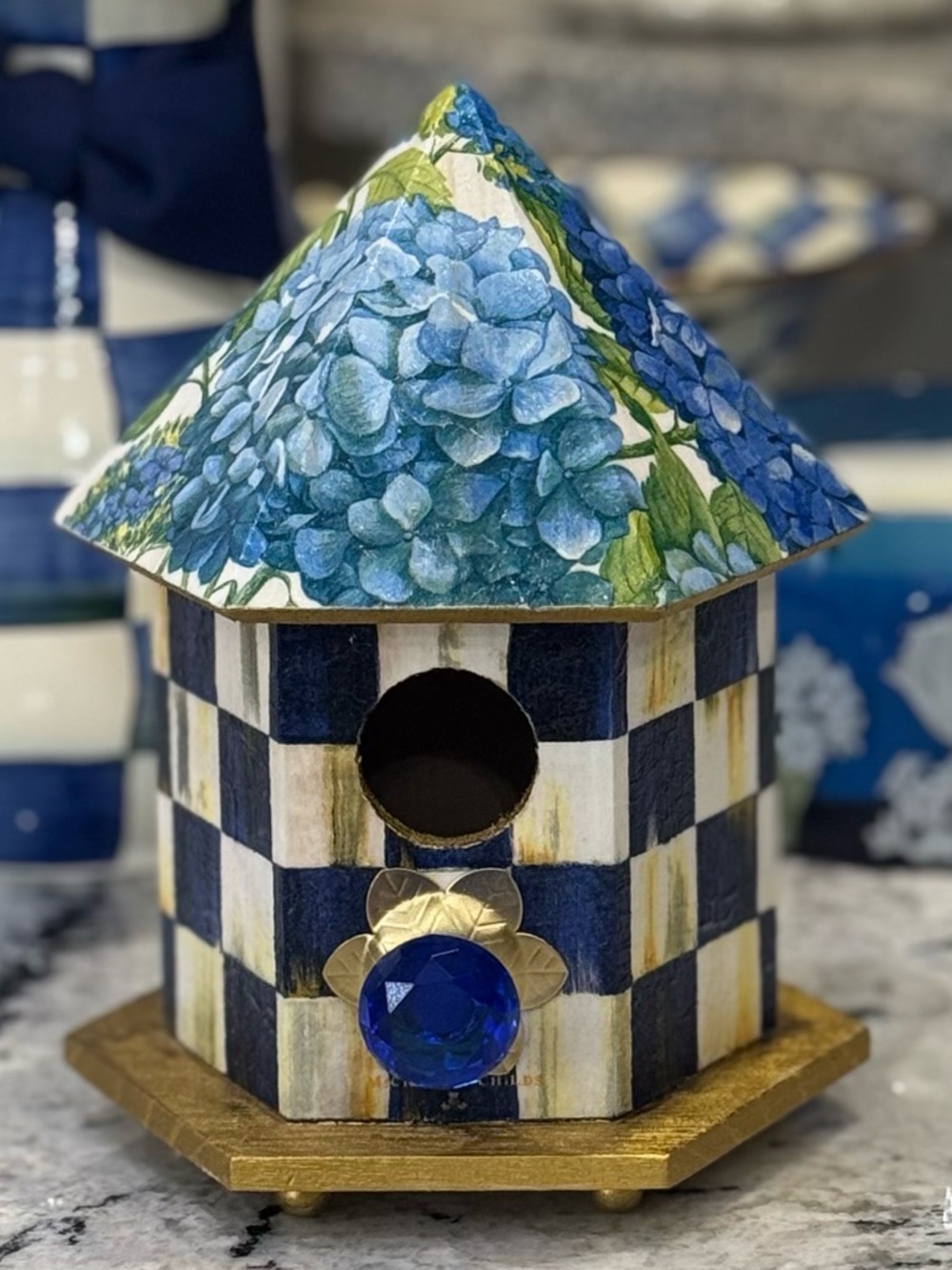 Royal Check and Blue Hydrangea
Wood Bird House